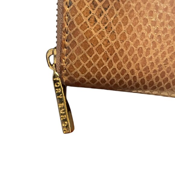 Tory Burch Metallic Snakeskin Embossed Zip Wallet - Picture 5 of 6